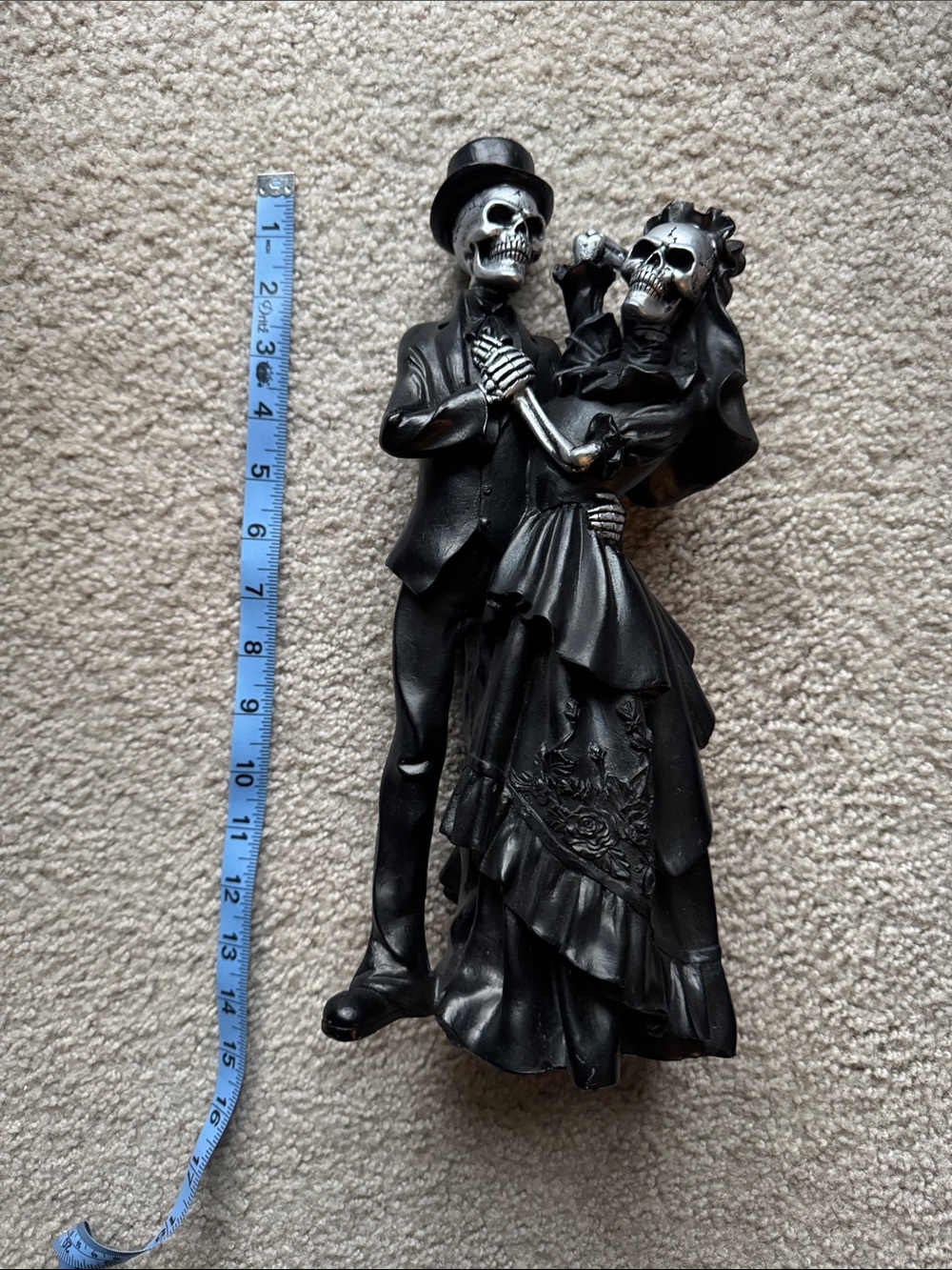 Black Skeletal Bride & Groom Decorative Figurine - Halloween Decor - Picture 7 of 7